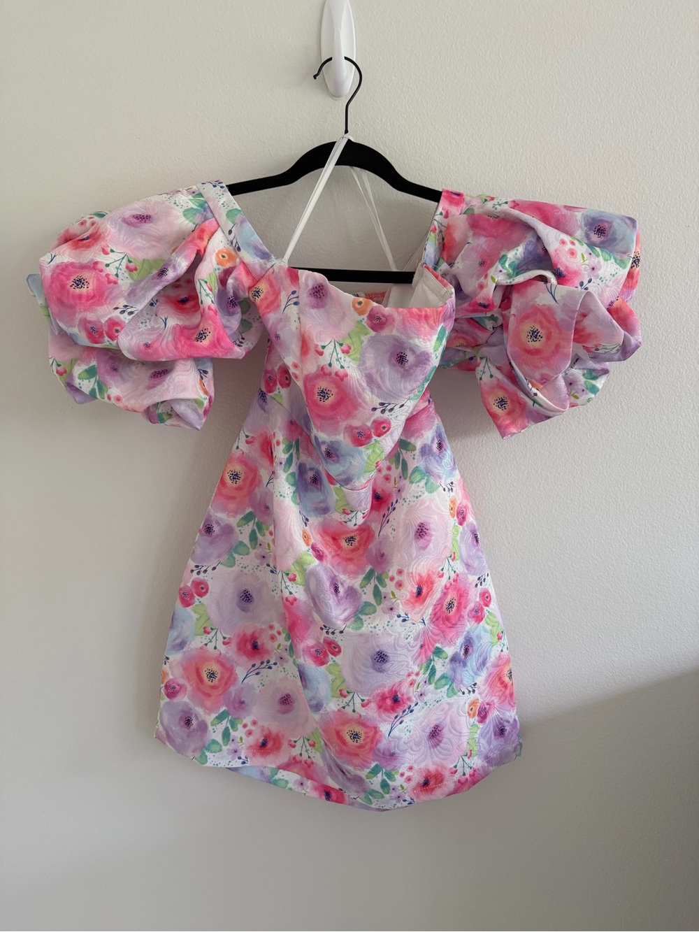 Floral Puff-Sleeve Girls' Dress - Pink & Lavender birthday/ brunch / mother’s da